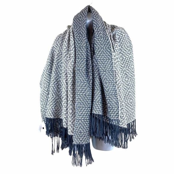 Grey Black Soft Geometric Large Scarf Wrap - Picture 1 of 4